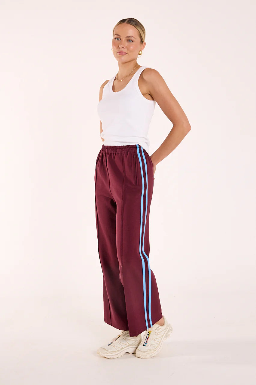 FEATHER + NOISE NOAH CROPPED PANT - PLUM BLUE STRIPE