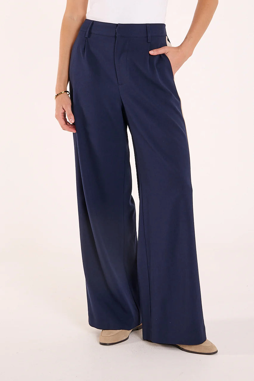 FEATHER + NOISE ANDIE PANT - NAVY CREAM STRIPE