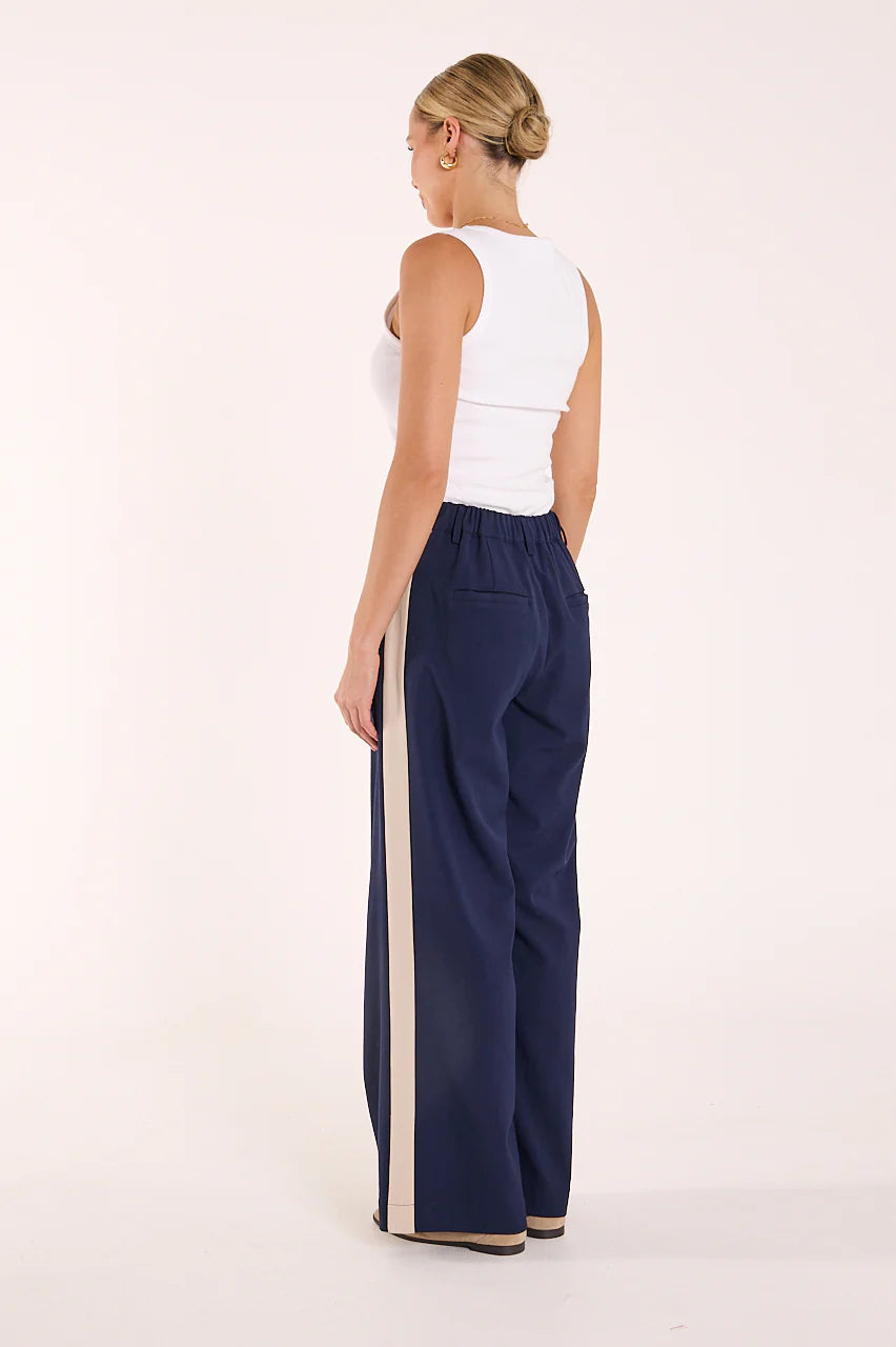FEATHER + NOISE ANDIE PANT - NAVY CREAM STRIPE