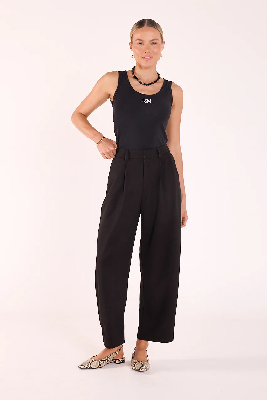 FEATHER + NOISE ANDIE CROPPED BARREL PANT - BLACK