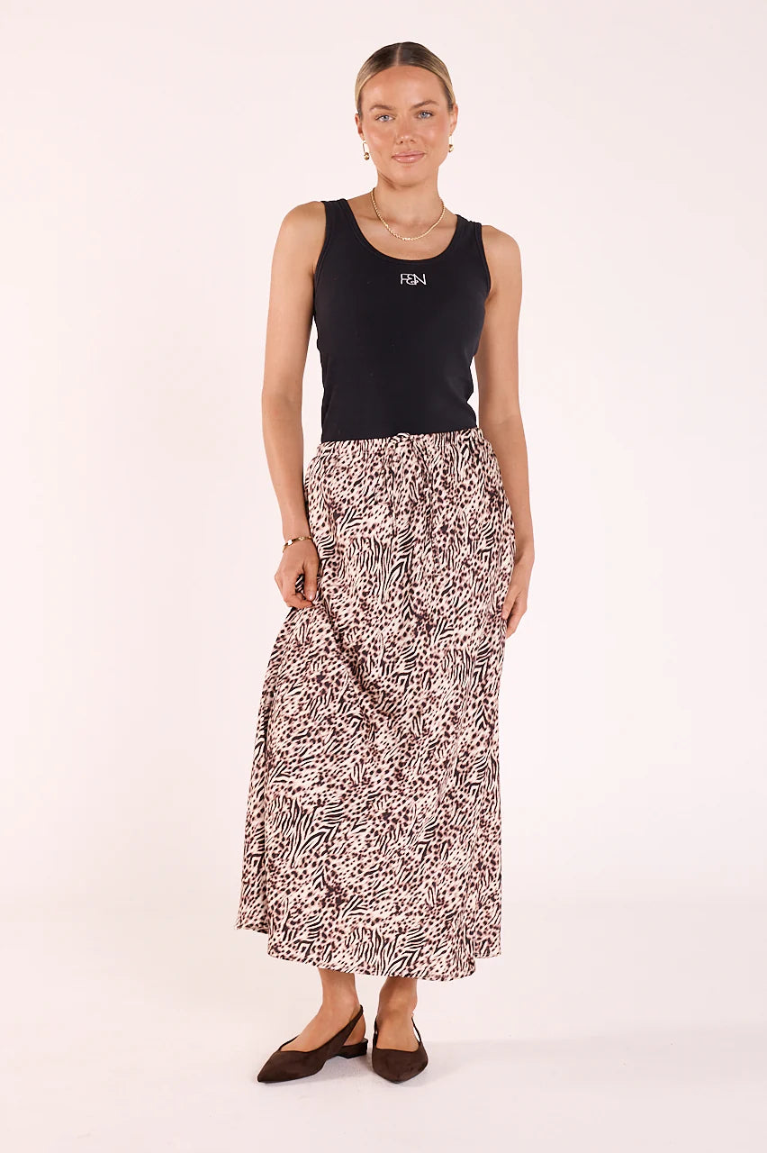 FEATHER + NOISE KIARA SKIRT - LEOPARD
