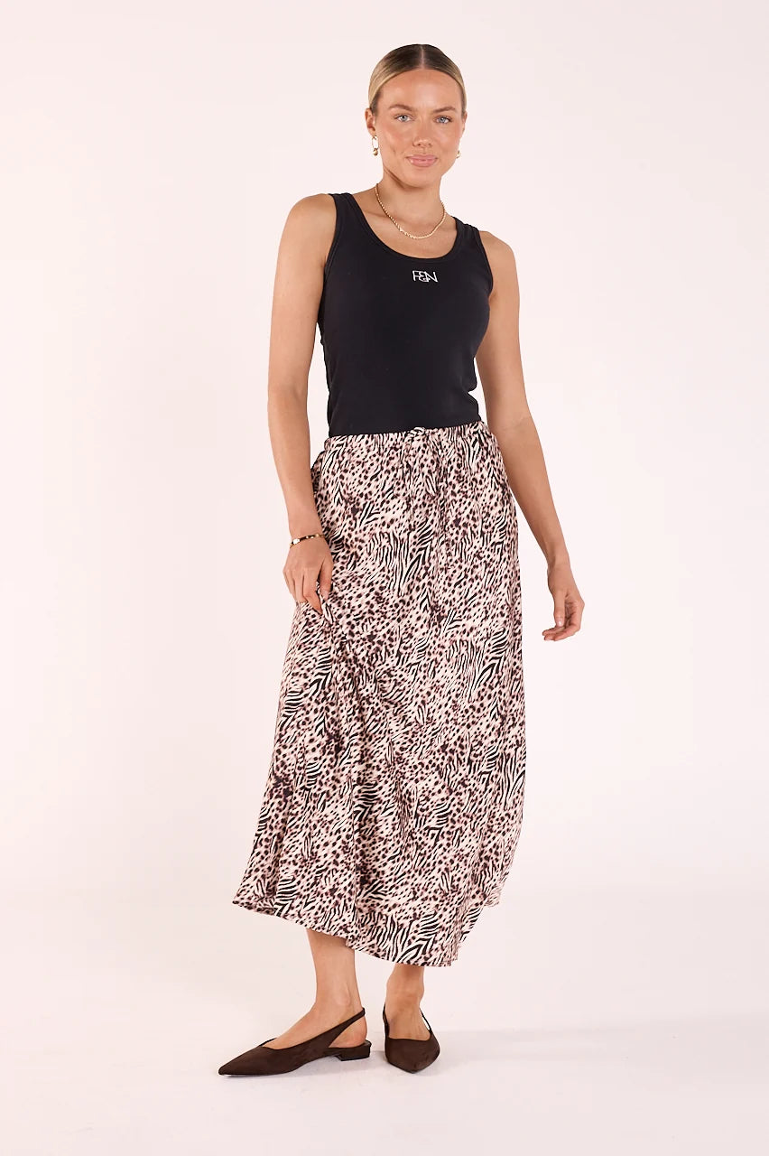 FEATHER + NOISE KIARA SKIRT - LEOPARD