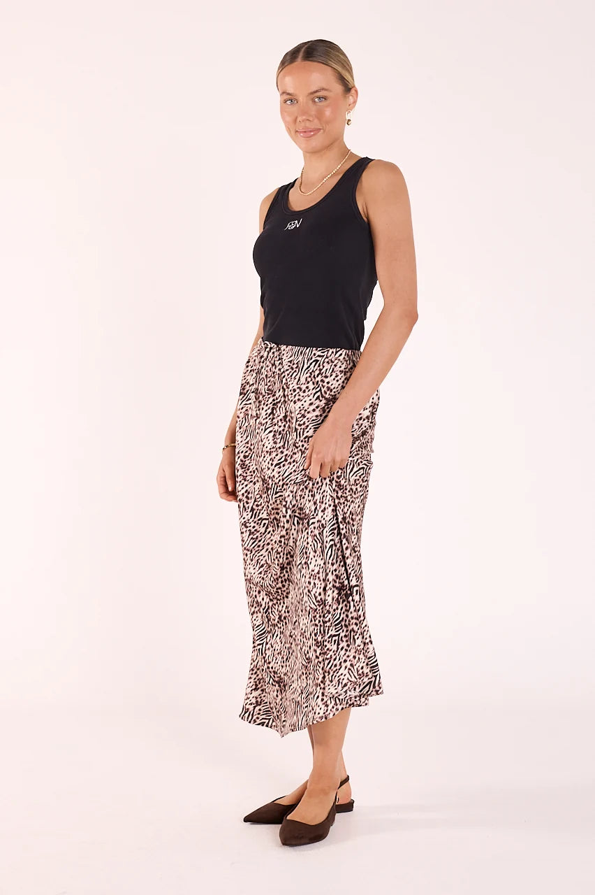 FEATHER + NOISE KIARA SKIRT - LEOPARD