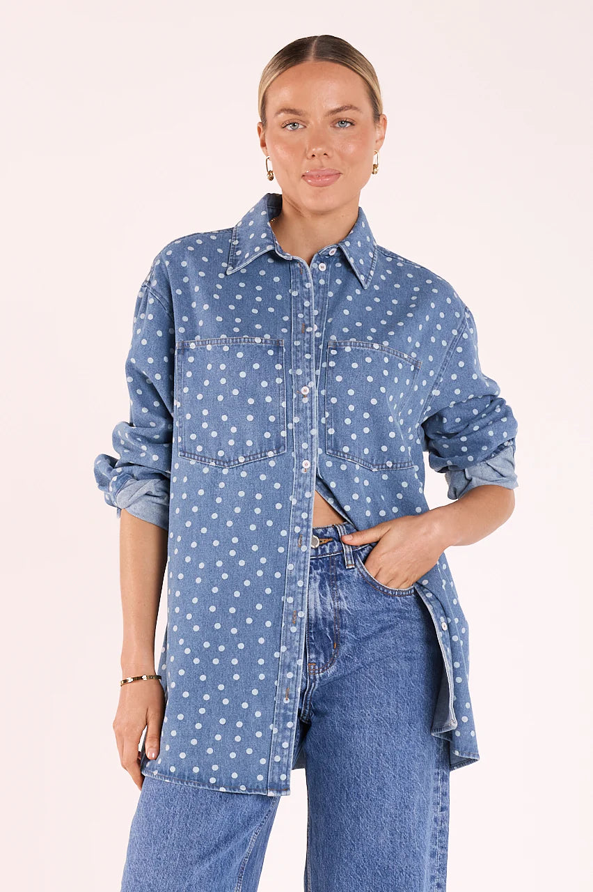 FEATHER + NOISE VIOLET SHIRT - DENIM SPOT