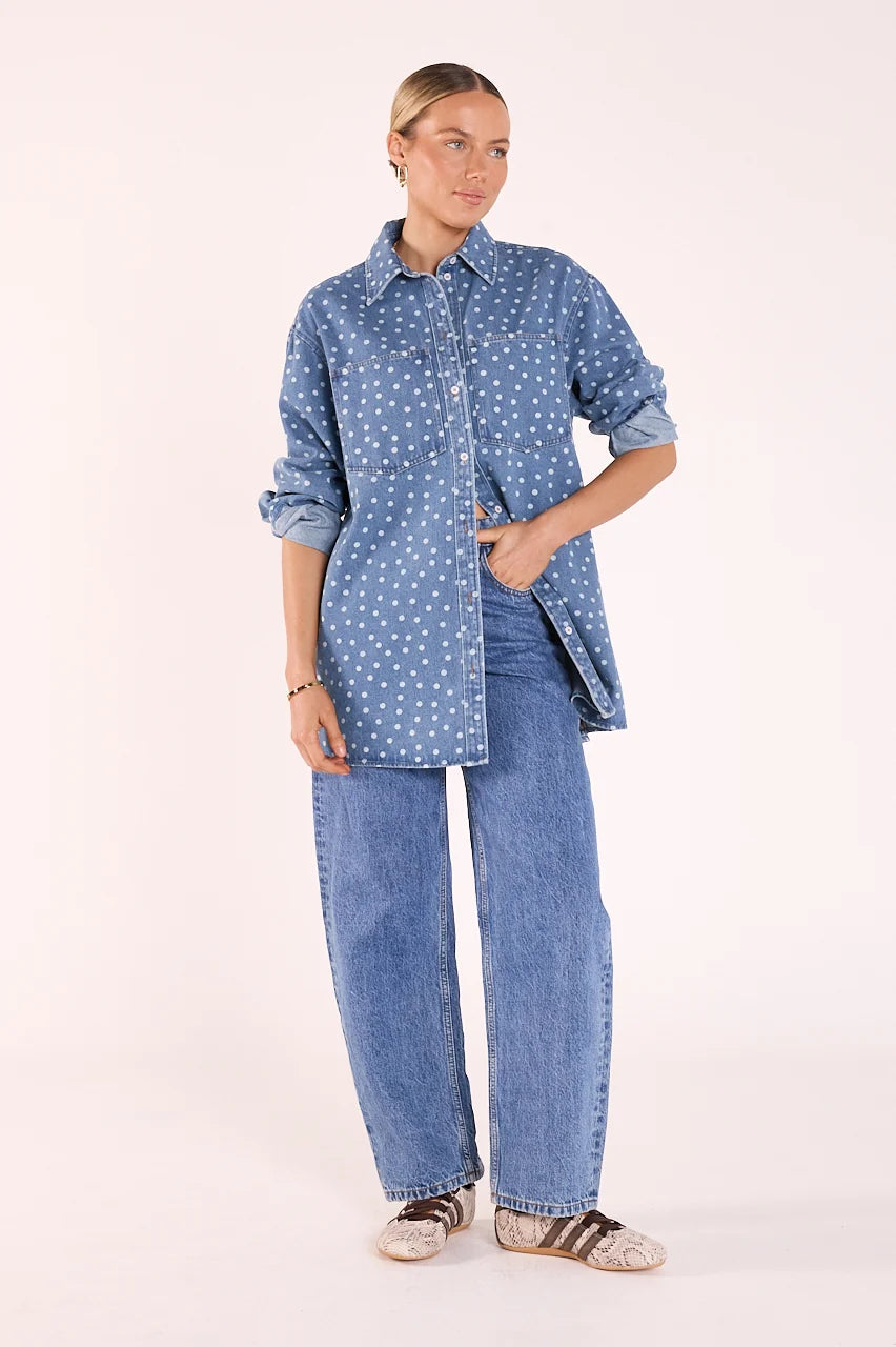 FEATHER + NOISE VIOLET SHIRT - DENIM SPOT