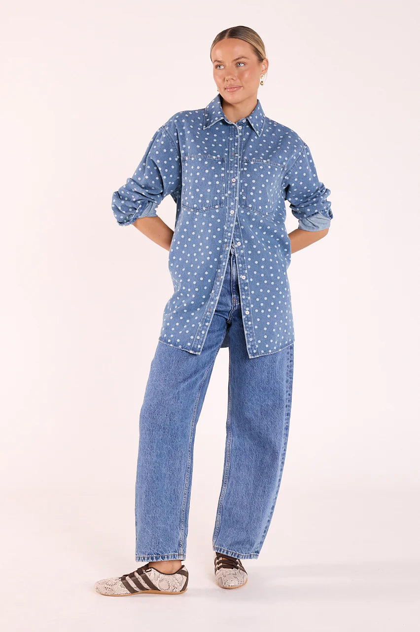 FEATHER + NOISE VIOLET SHIRT - DENIM SPOT
