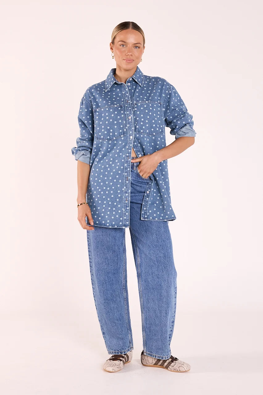 FEATHER + NOISE VIOLET SHIRT - DENIM SPOT