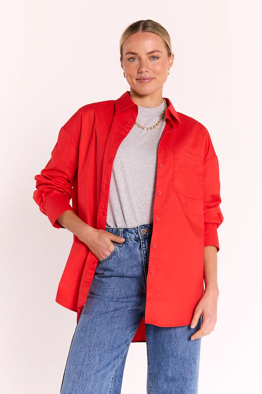 FEATHER + NOISE EVE SHIRT - RED