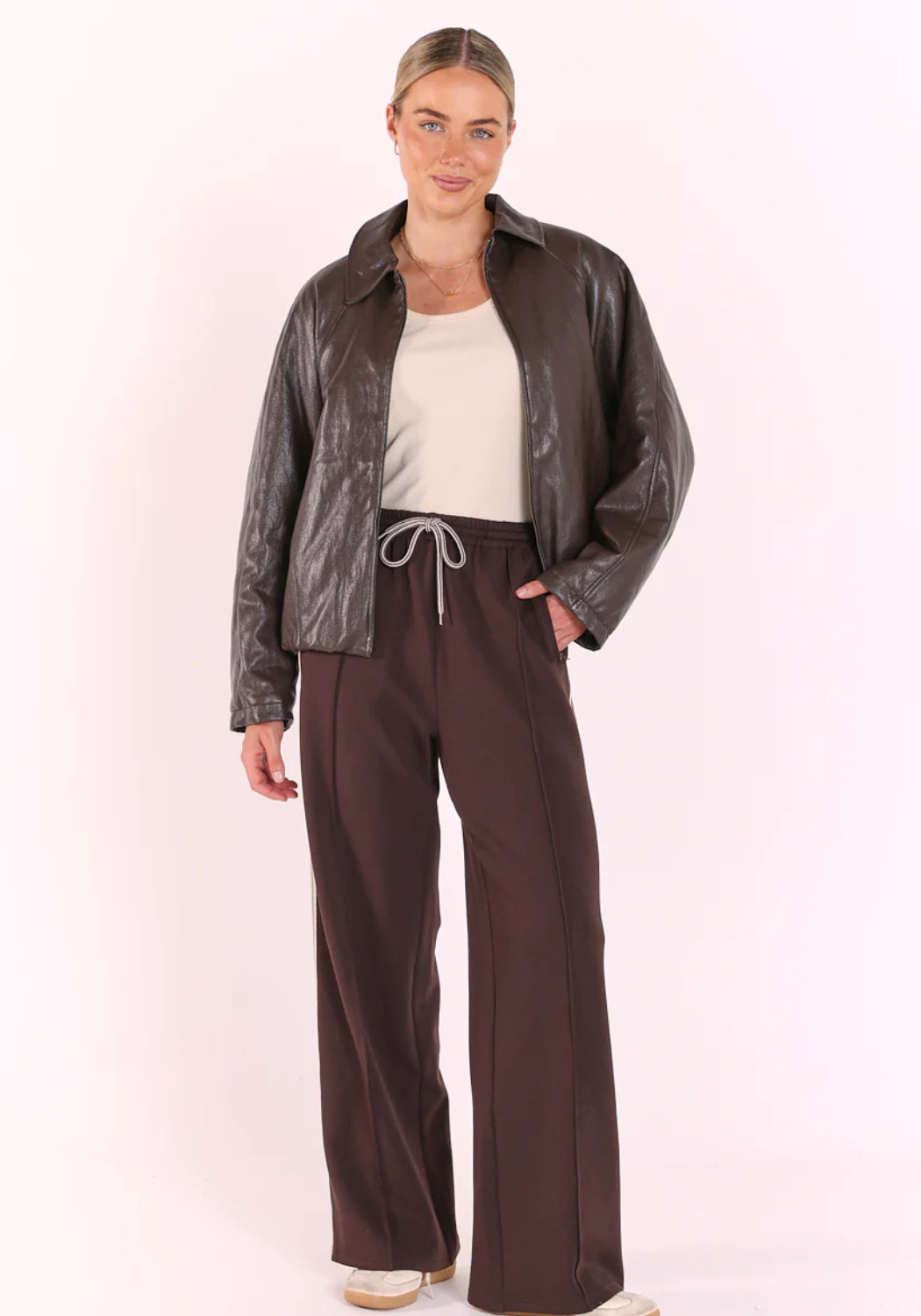 FEATHER + NOISE FINLEY BOMBER - CHOCOLATE
