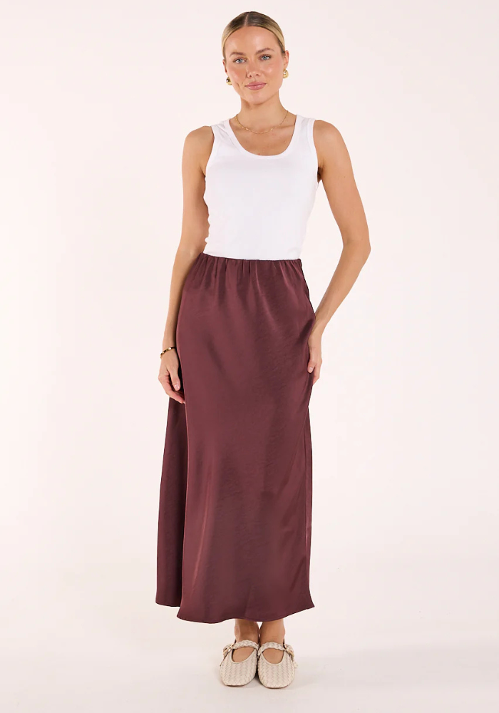 FEATHER + NOISE LENNON SKIRT - MERLOT
