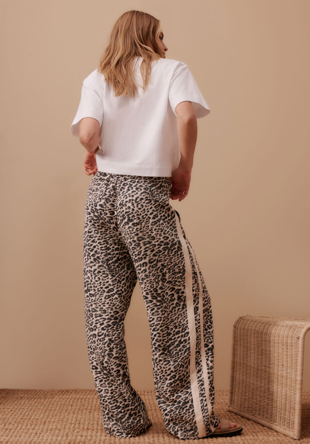 CERES LIFE RELAXED DRAWSTRING PANT - LEOPARD LINEN BLEND