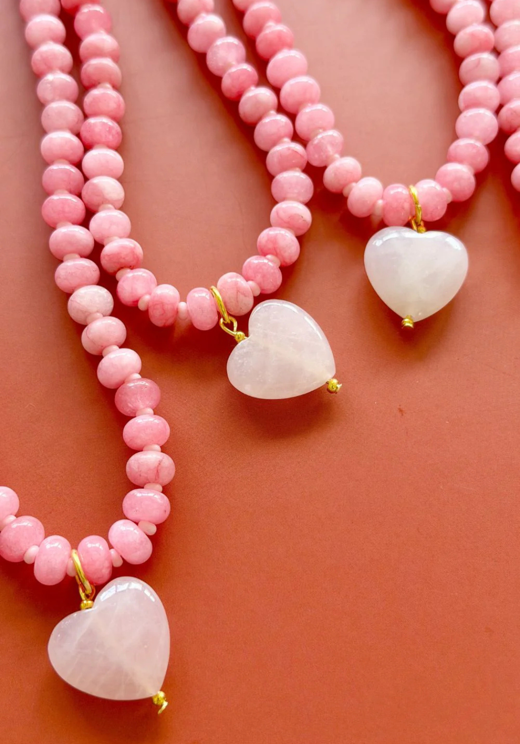 MOSK MELBOURNE OVERSIZED JADE NECKLACE - PINK