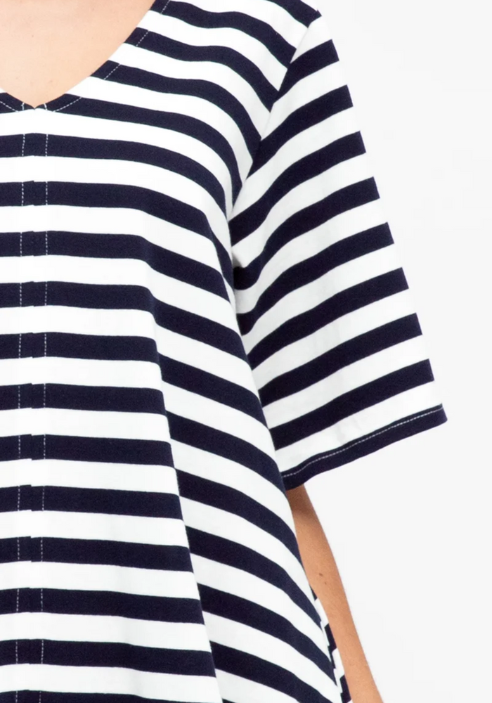RENEE A LINE TEE SHIRT DRESS NAVY STRIPE StyleFast