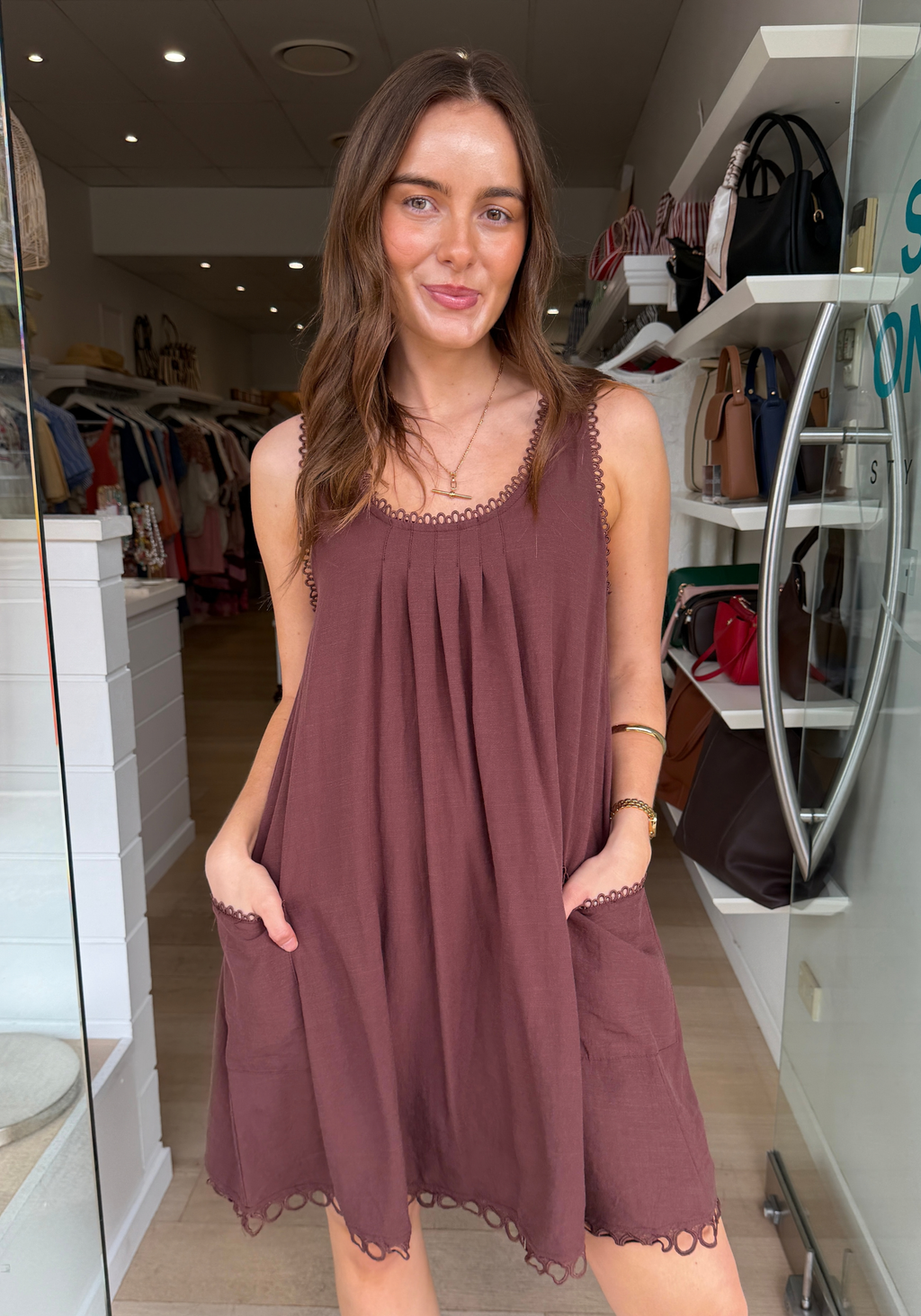 MARLOWE MINI DRESS - CHOCOLATE