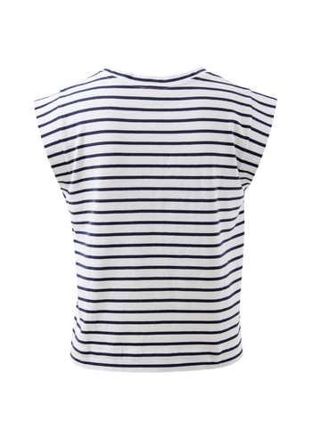 CERES LIFE EXTENDED SHOULDER TEE - WHITE/FRENCH NAVY