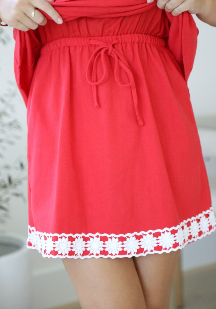 KYLE LAYERED MINI DRESS - RED