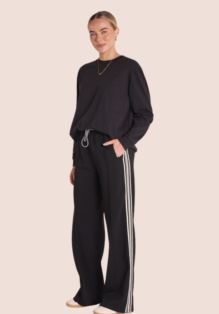 NOAH FULL LENGTH WIDE LEG PANT - LUXE BLACK