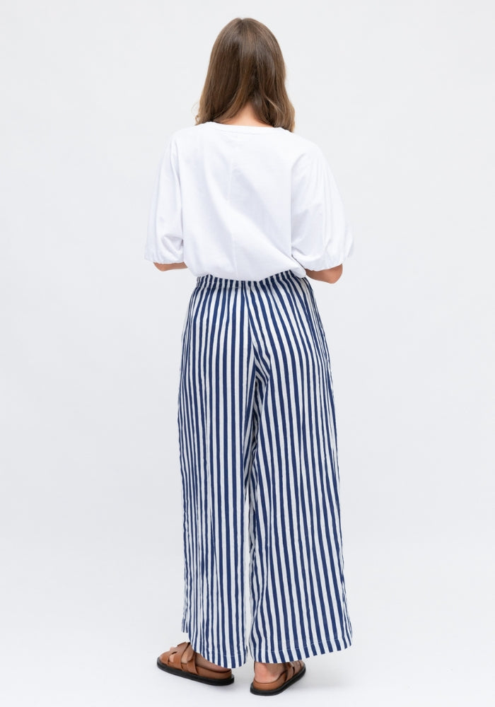 Load image into Gallery viewer, ALISON COTTON PANT - BLUE STRIPE
