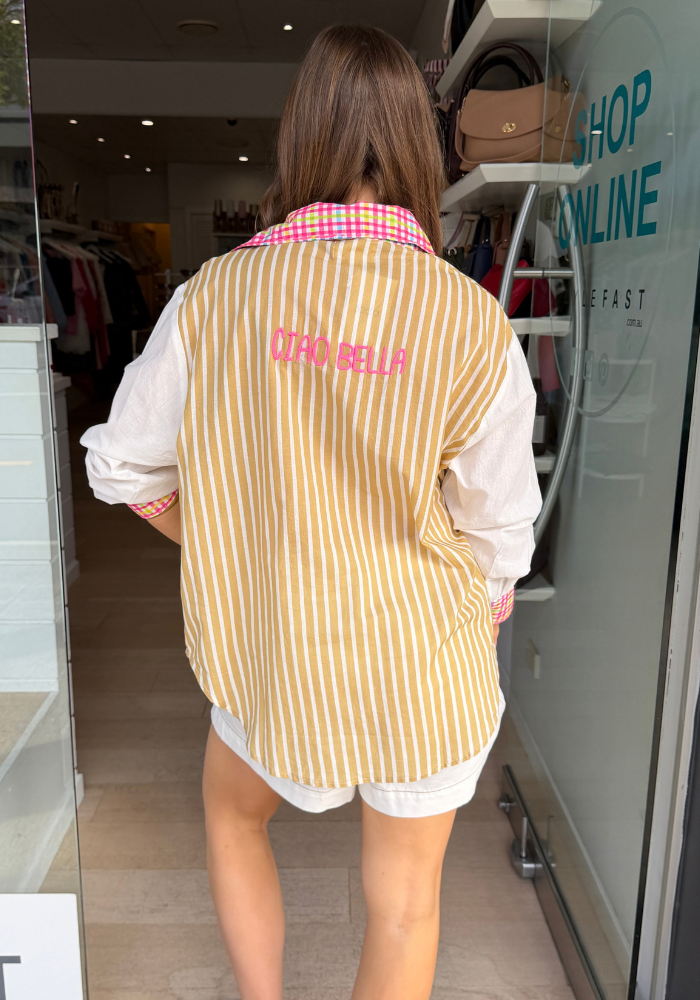 MILANI COTTON SHIRT - BEIGE/ORANGE