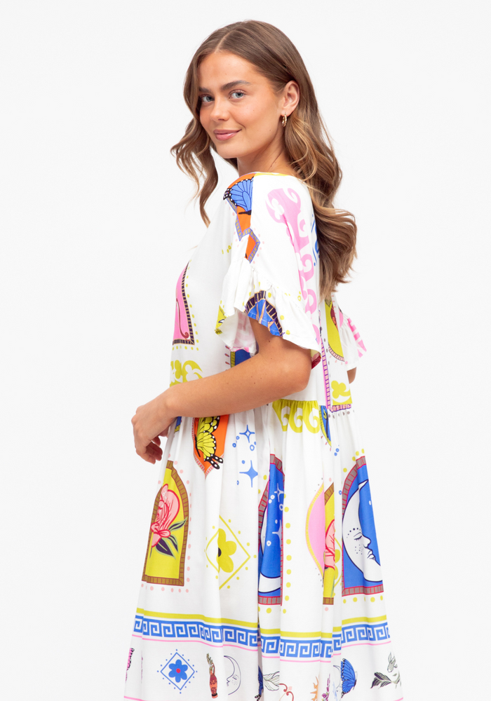 Load image into Gallery viewer, SUNETTA DRESS - MULTI PRINT