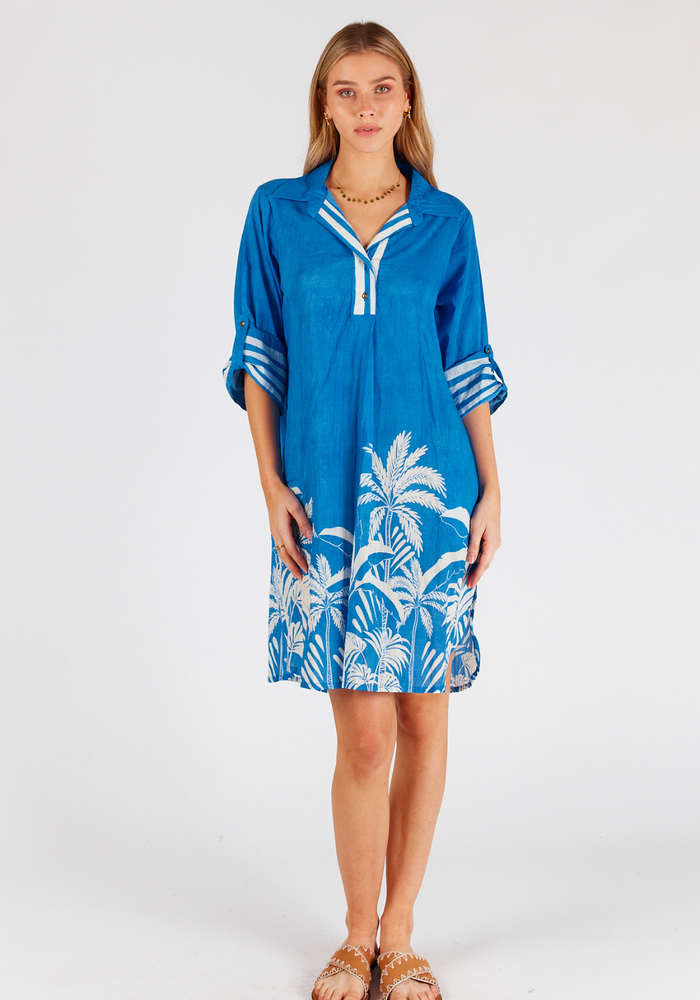 Load image into Gallery viewer, LULALIFE RILEY SHIRTMAKER DRESS - COBALT