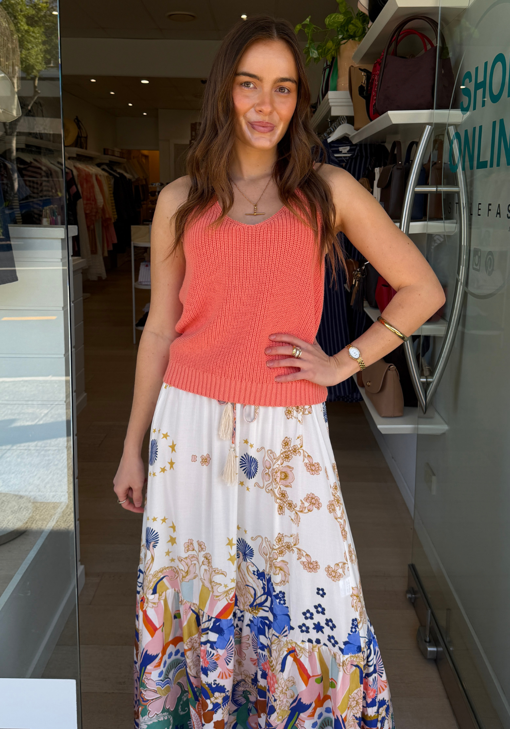 LENI KNIT TANK - PEACH
