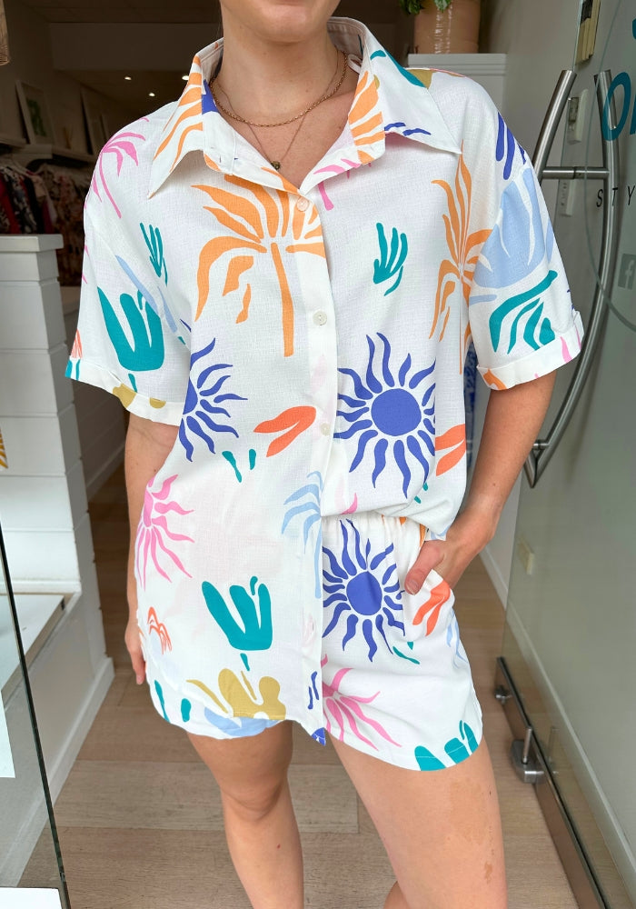 Load image into Gallery viewer, MARGOT BUTTON THROUGH SHIRT - MULTI PRINT