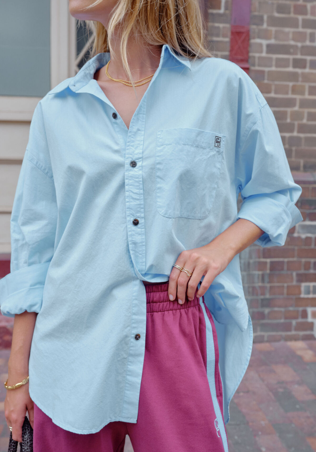 CERES LIFE PETA OVERSIZED SHIRT - CHINA BLUE