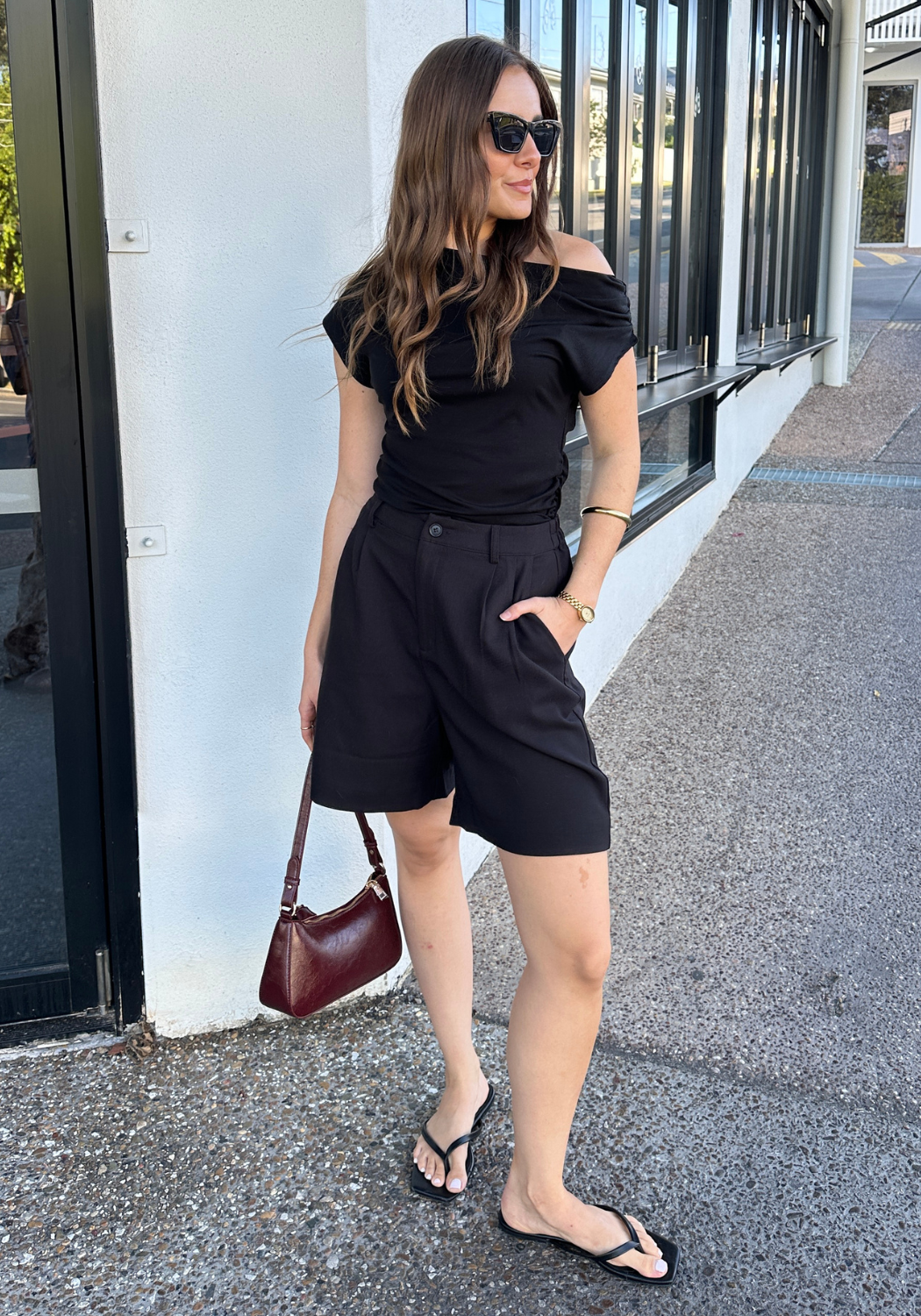 WILLA  OFF THE SHOULDER TANK - BLACK