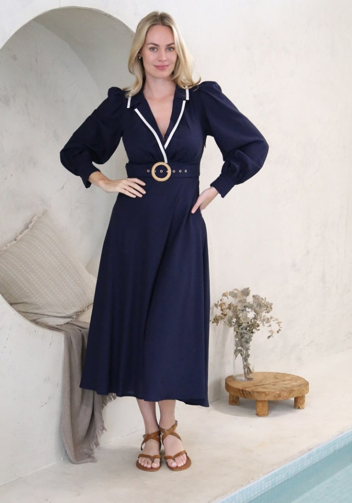 Load image into Gallery viewer, ALEXANDRA MAXI DRESS - NAVY