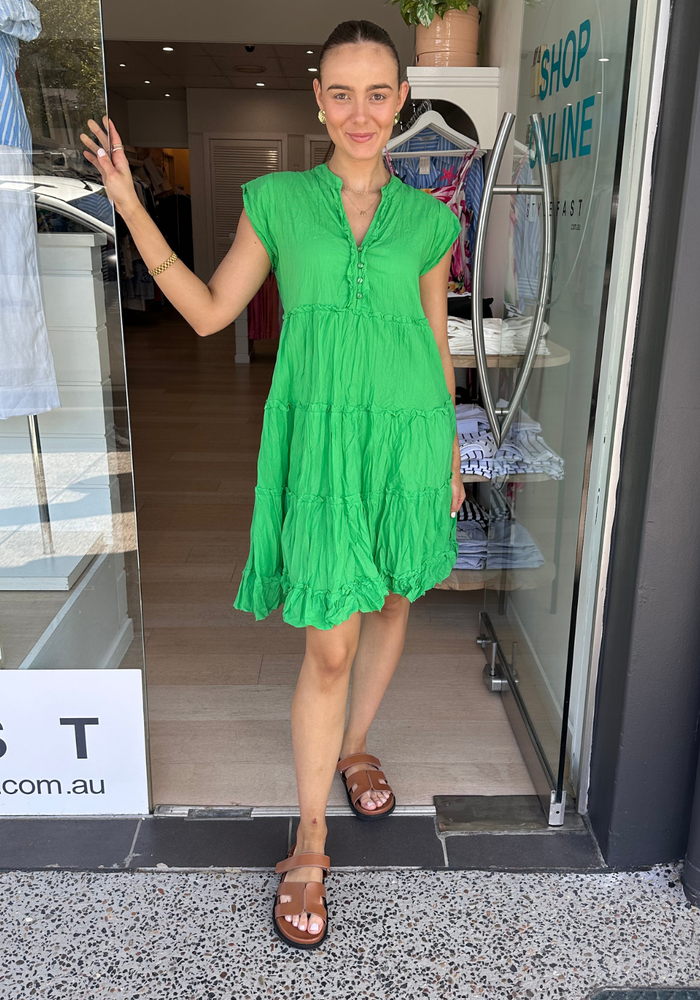 LULALIFE GWEN TIERED DRESS - GREEN