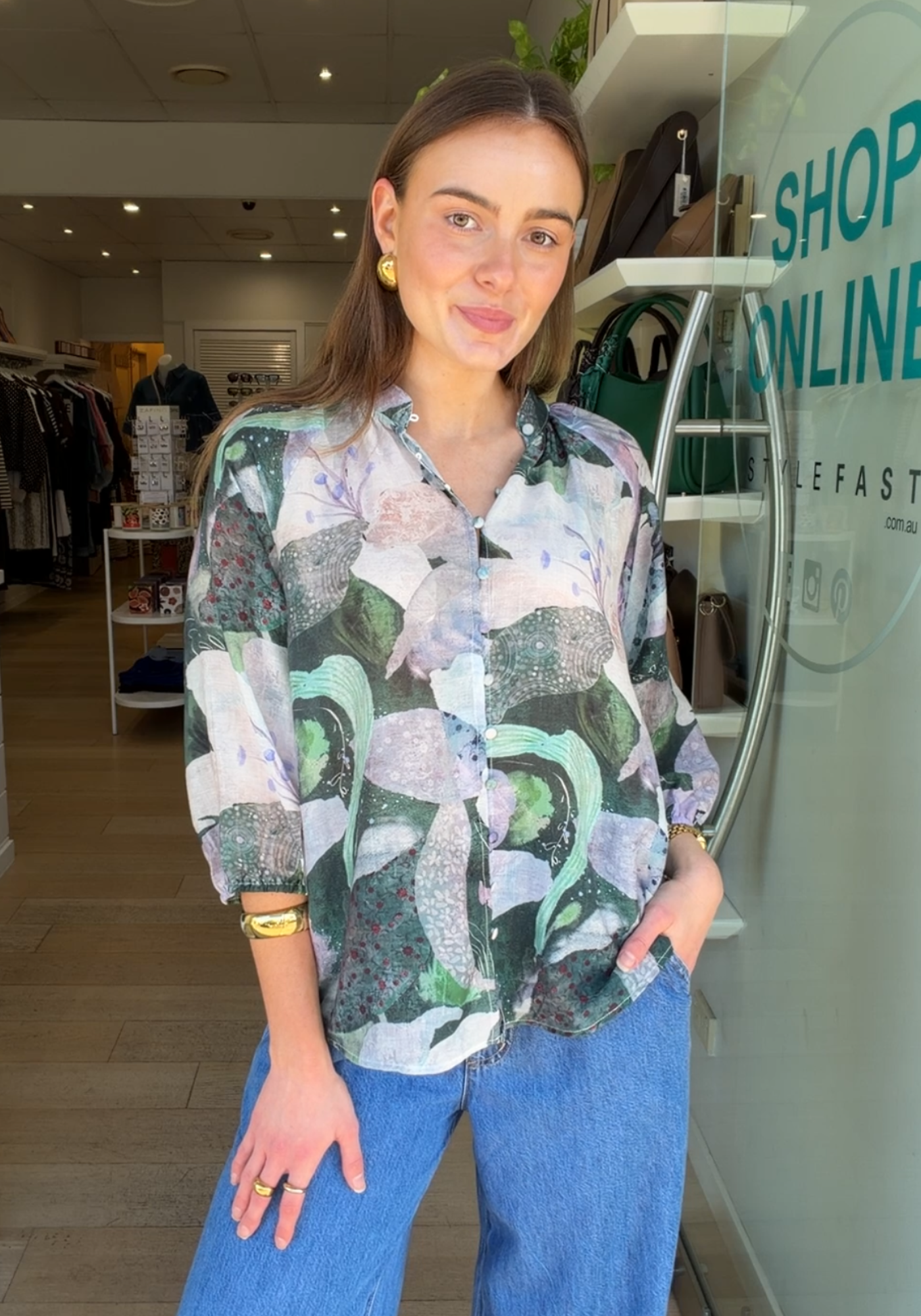 WILLA BLOUSE - COOL TONE PRINT