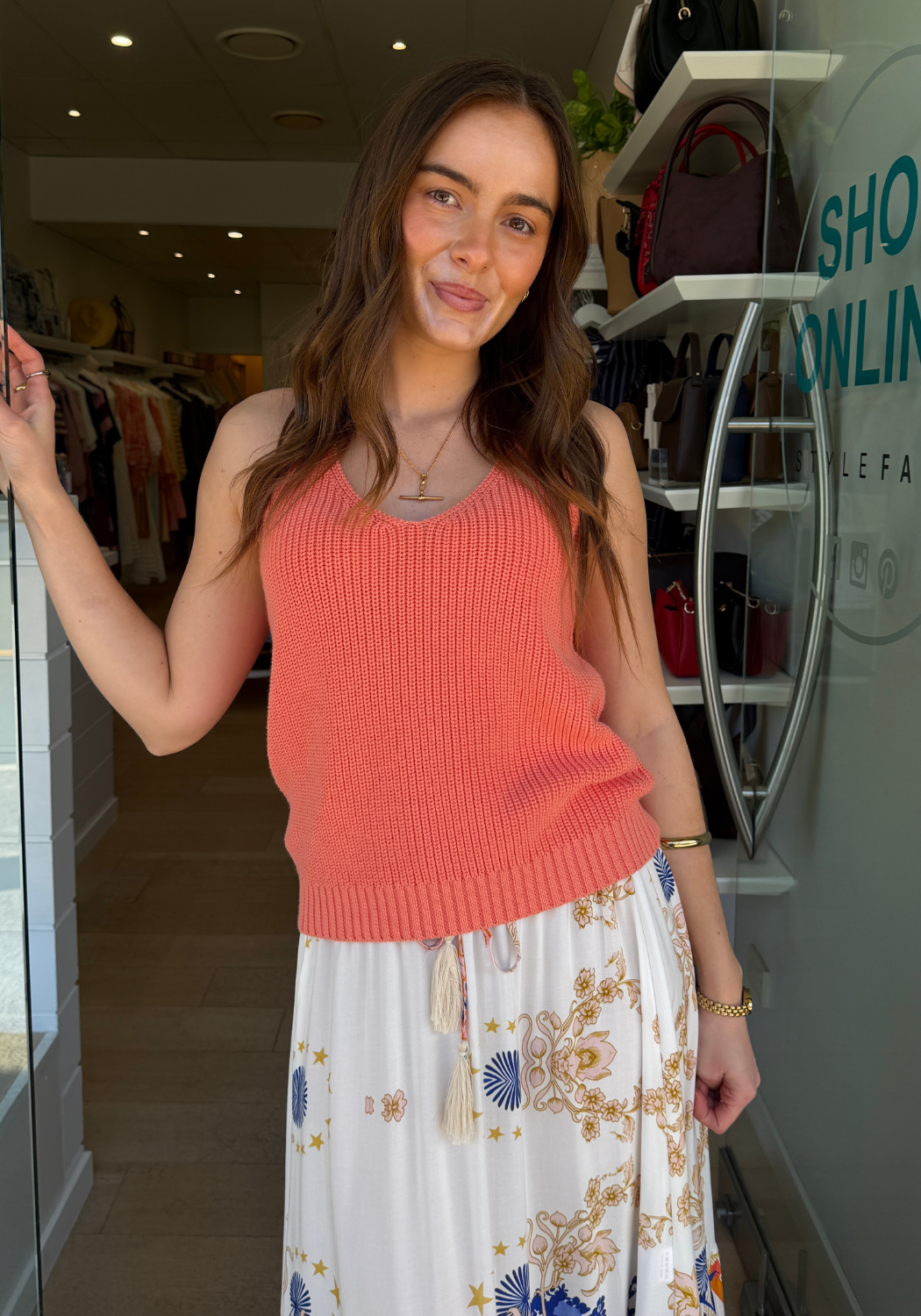 LENI KNIT TANK - PEACH