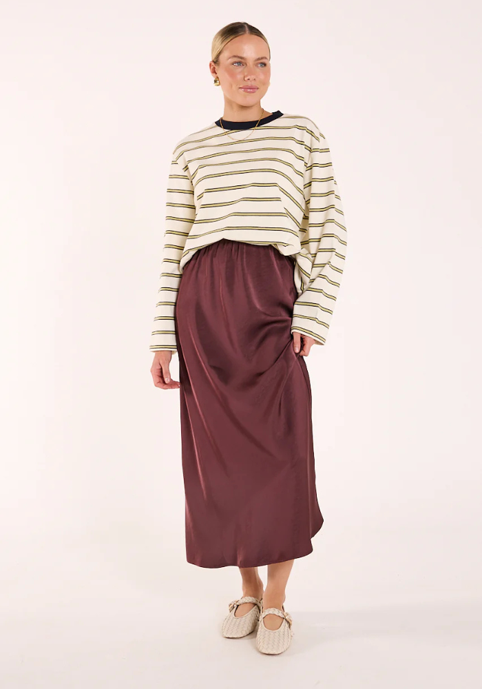 FEATHER + NOISE LENNON SKIRT - MERLOT