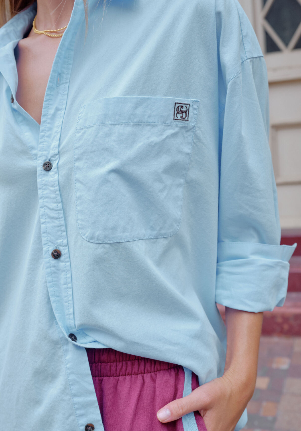 CERES LIFE PETA OVERSIZED SHIRT - CHINA BLUE