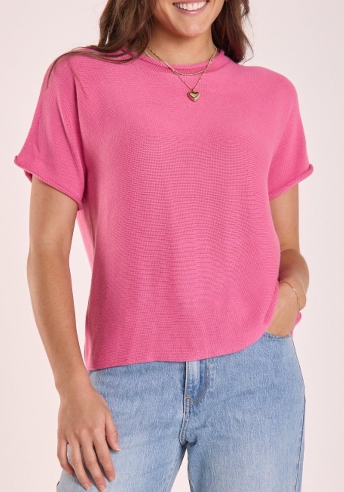 Load image into Gallery viewer, FEATHER + NOISE FAYE KNITTED TEE - CANDY PINK