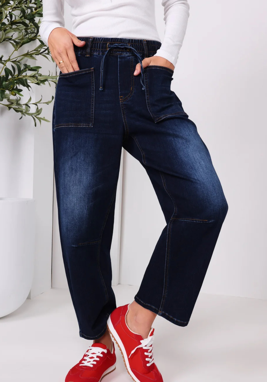 LEO DENIM BARREL JEANS - DARK BLUE