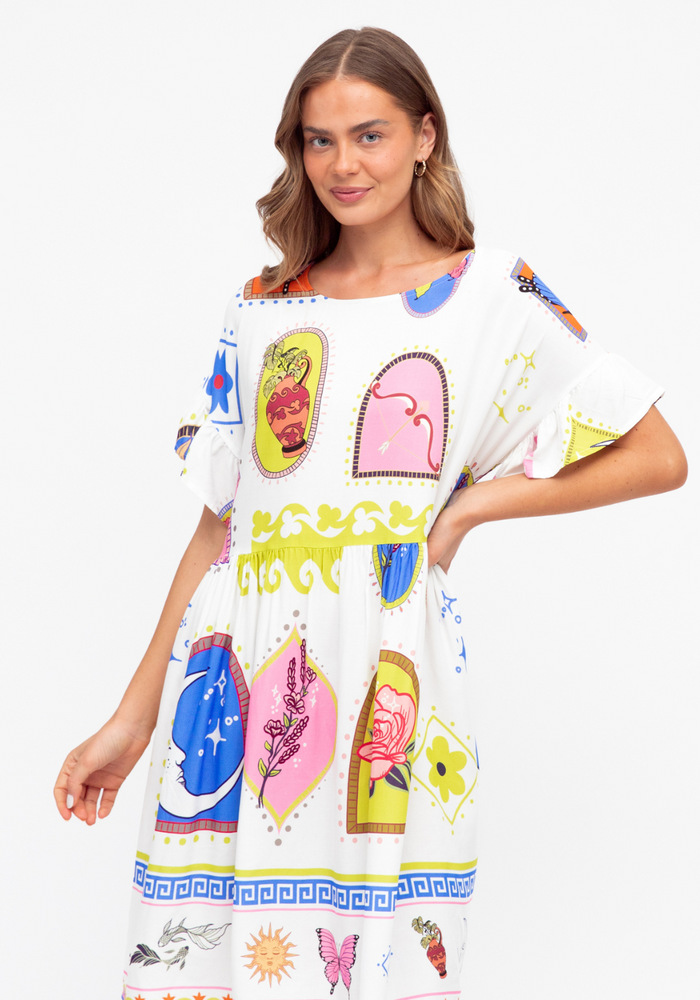 Load image into Gallery viewer, SUNETTA DRESS - MULTI PRINT