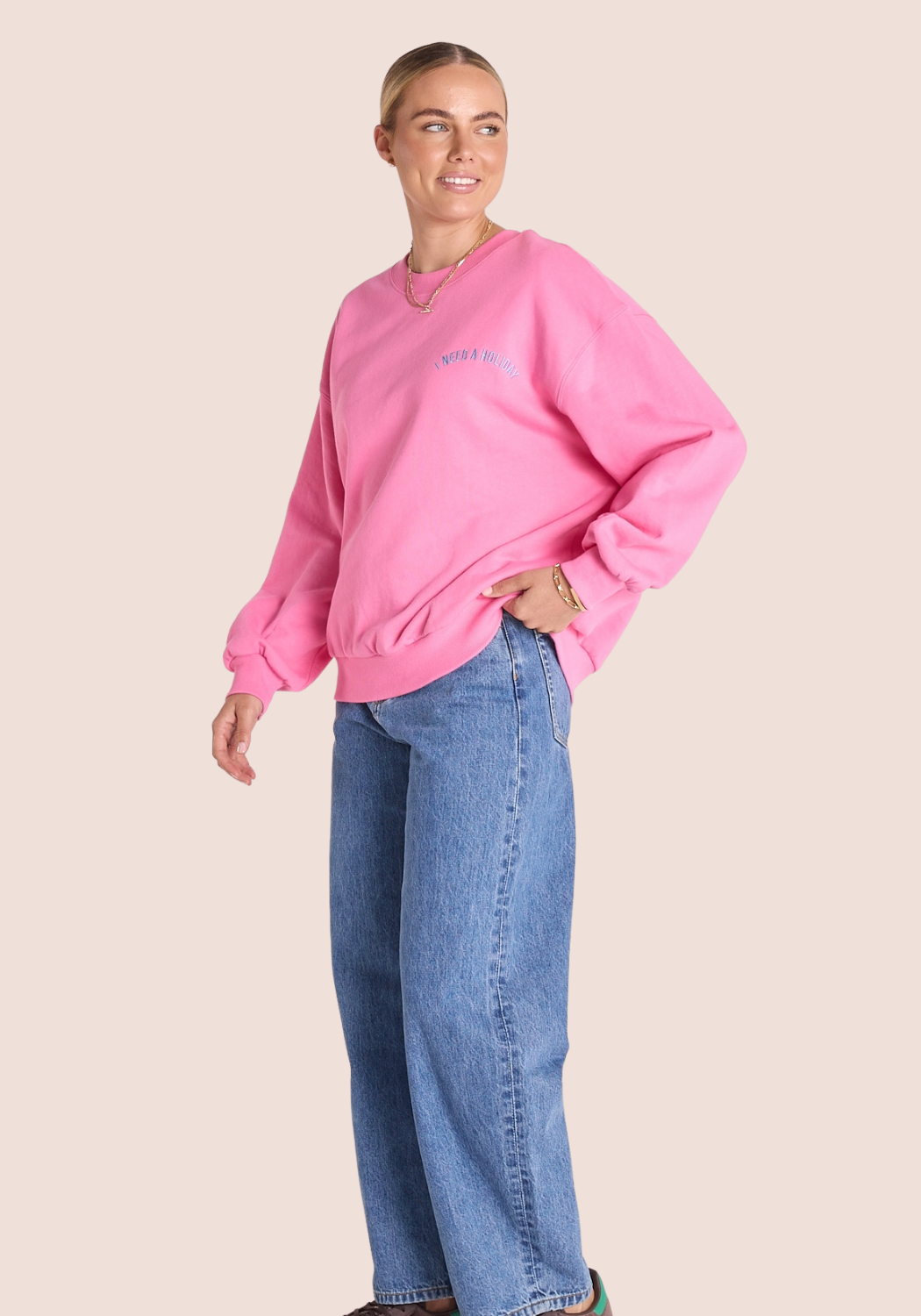 FEATHER + NOISE HOLIDAY LOGO CREW - PINK