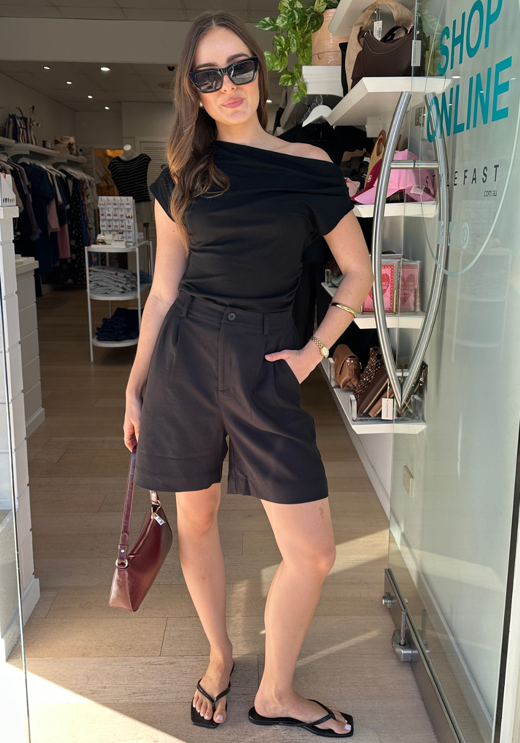 WILLA  OFF THE SHOULDER TANK - BLACK