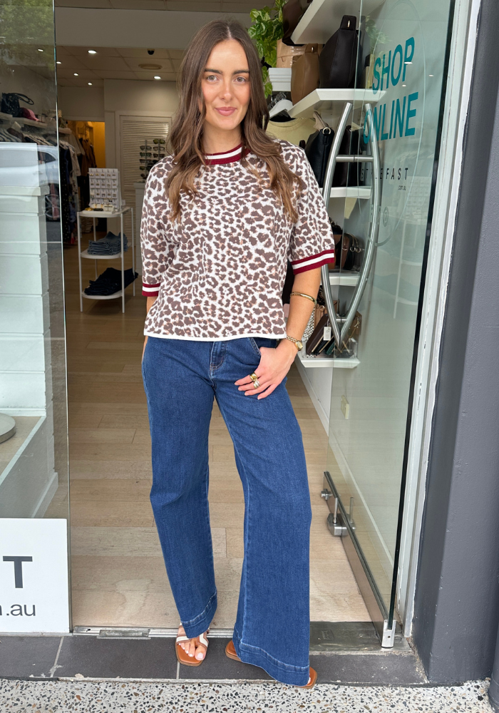 SAVANNAH KNITTED TEE - LEOPARD
