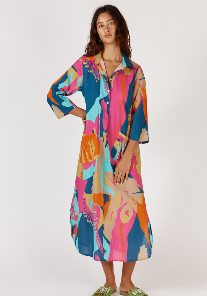 Load image into Gallery viewer, RUBYYAYA LOTUS BLOOM MIDI DRESS - MULTICOLOUR