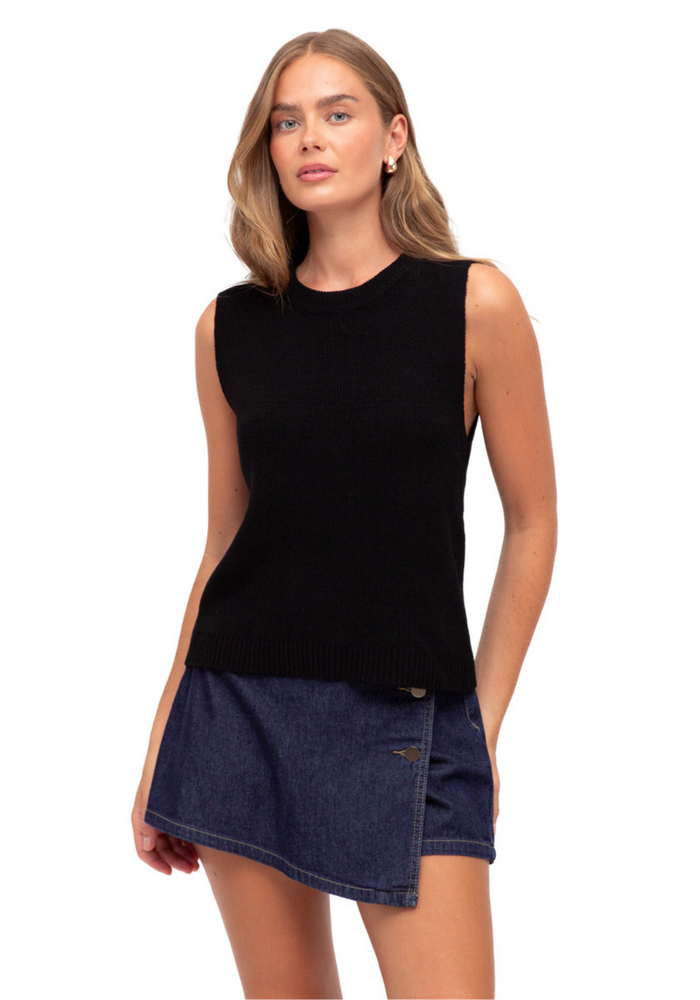 FREYA KNIT TANK - BLACK