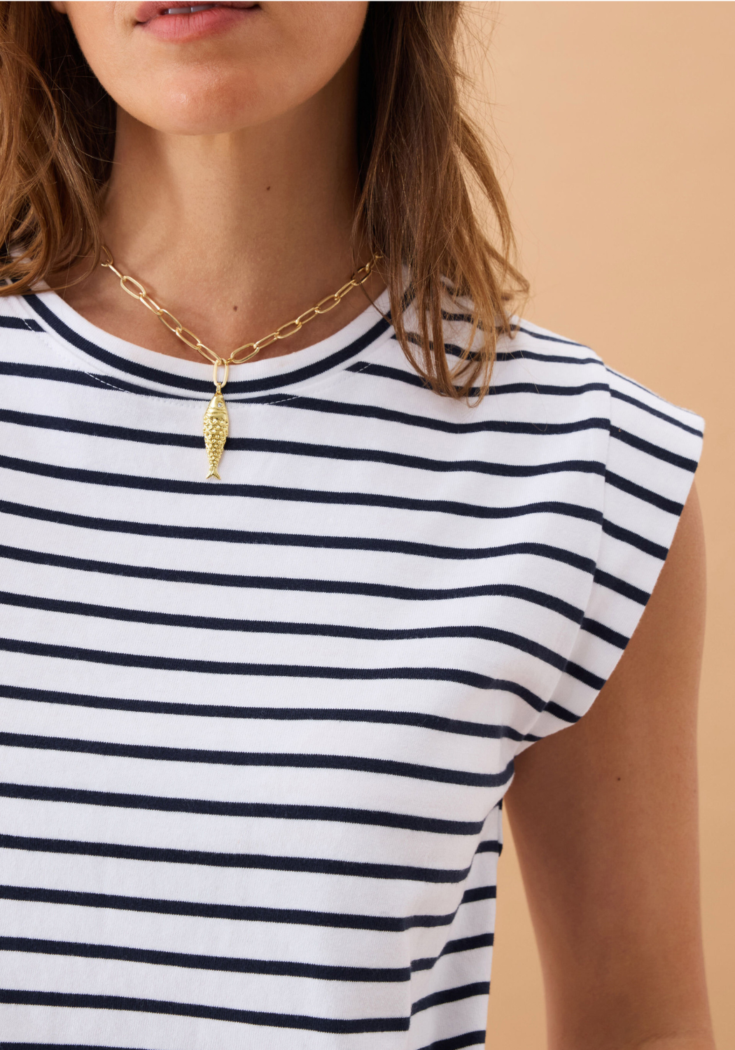 CERES LIFE EXTENDED SHOULDER TEE - WHITE/FRENCH NAVY