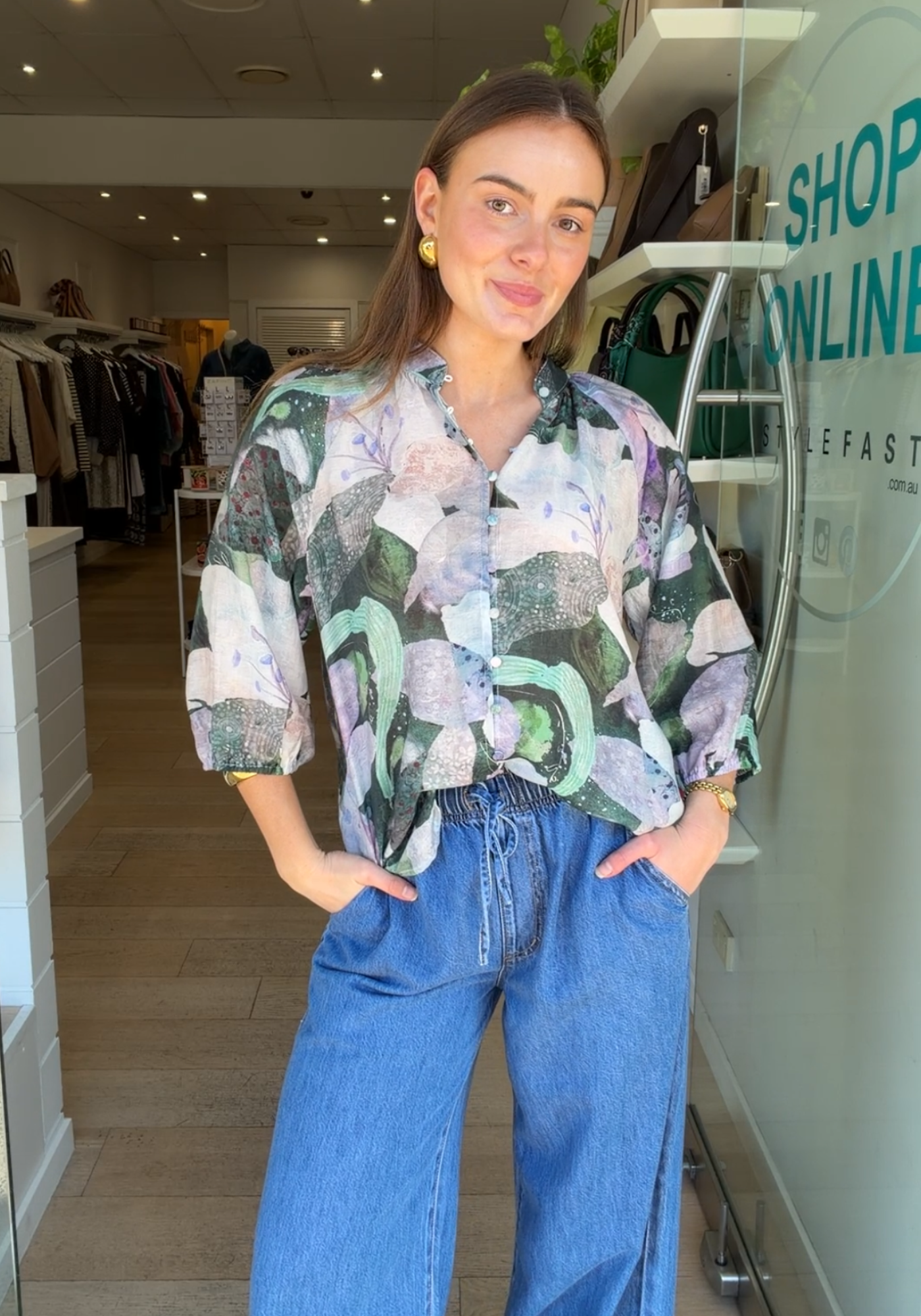 WILLA BLOUSE - COOL TONE PRINT