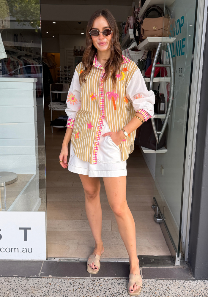 MILANI COTTON SHIRT - BEIGE/ORANGE