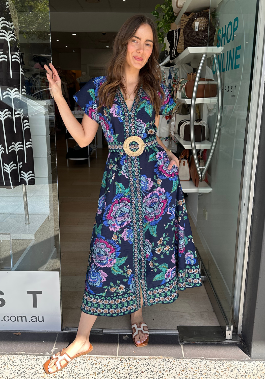 QUINN MIDI DRESS - NAVY FLORAL