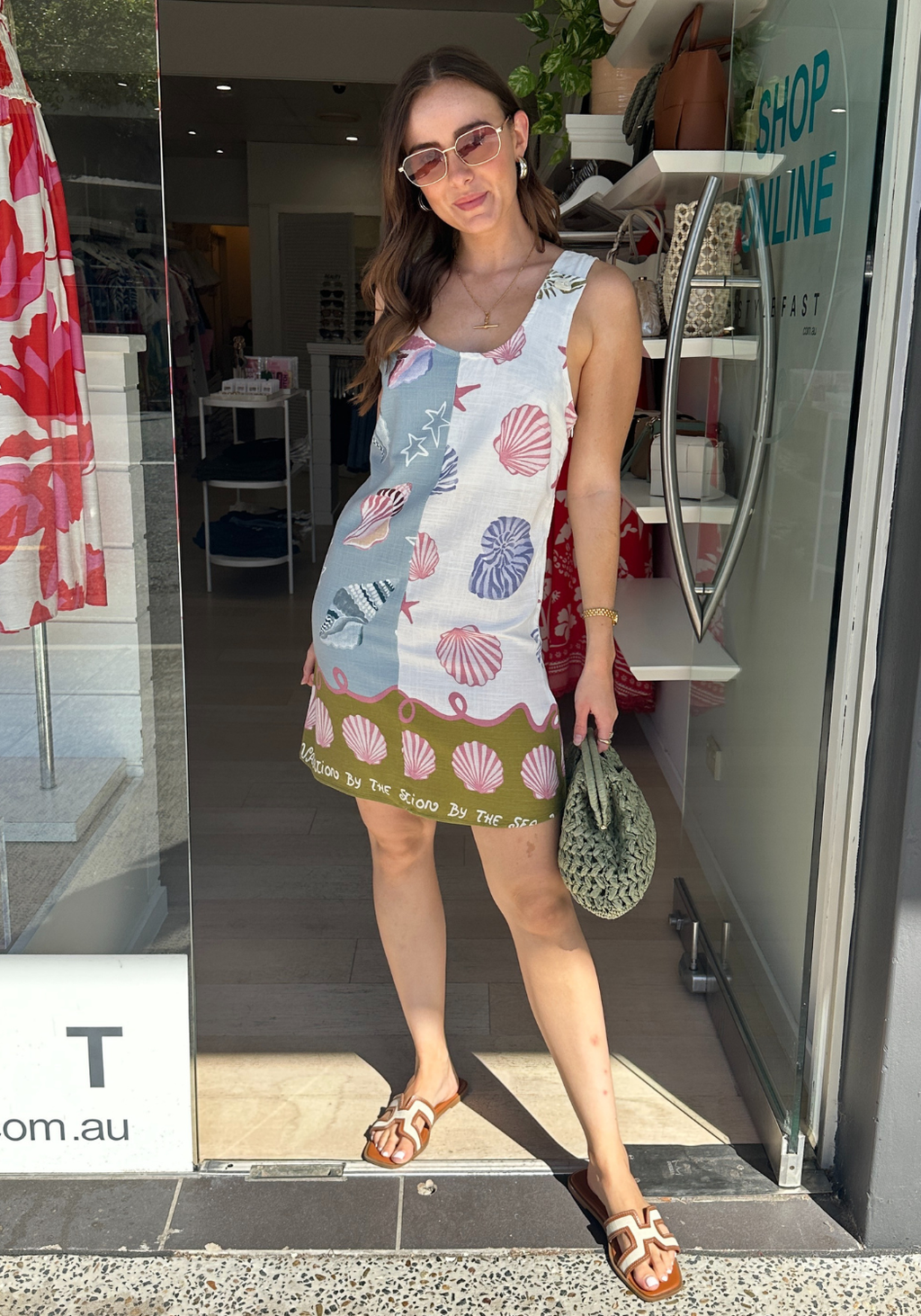 FLORENCE MINI SHIFT DRESS - SHELL PRINT