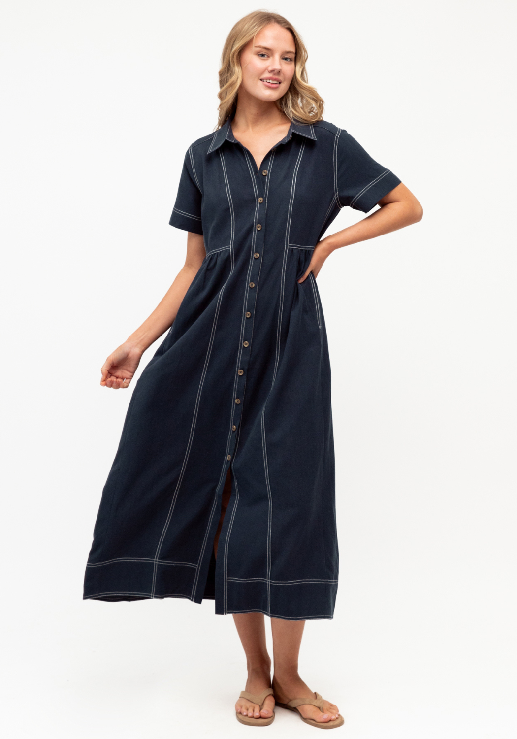 SALLY MIDI DRESS - NAVY