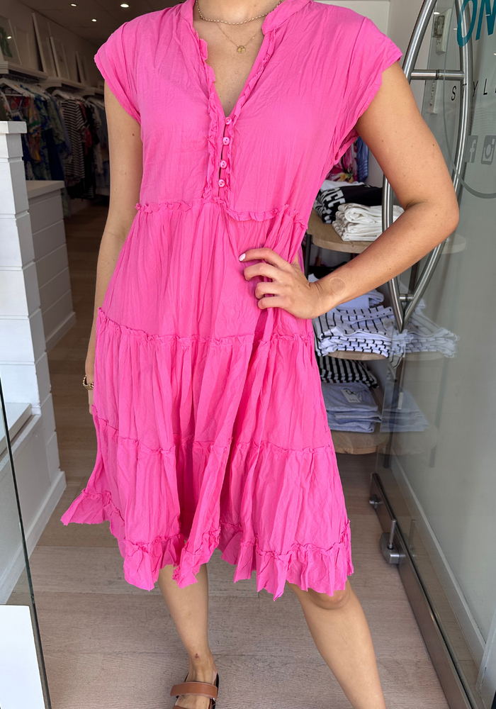 LULALIFE GWEN TIERED DRESS - PINK